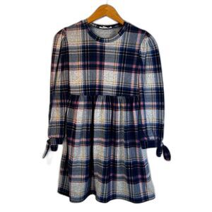 Knitworks Flannel Plaid Fit & Flare Tie Sleeve Dress Size Medium Casual Western